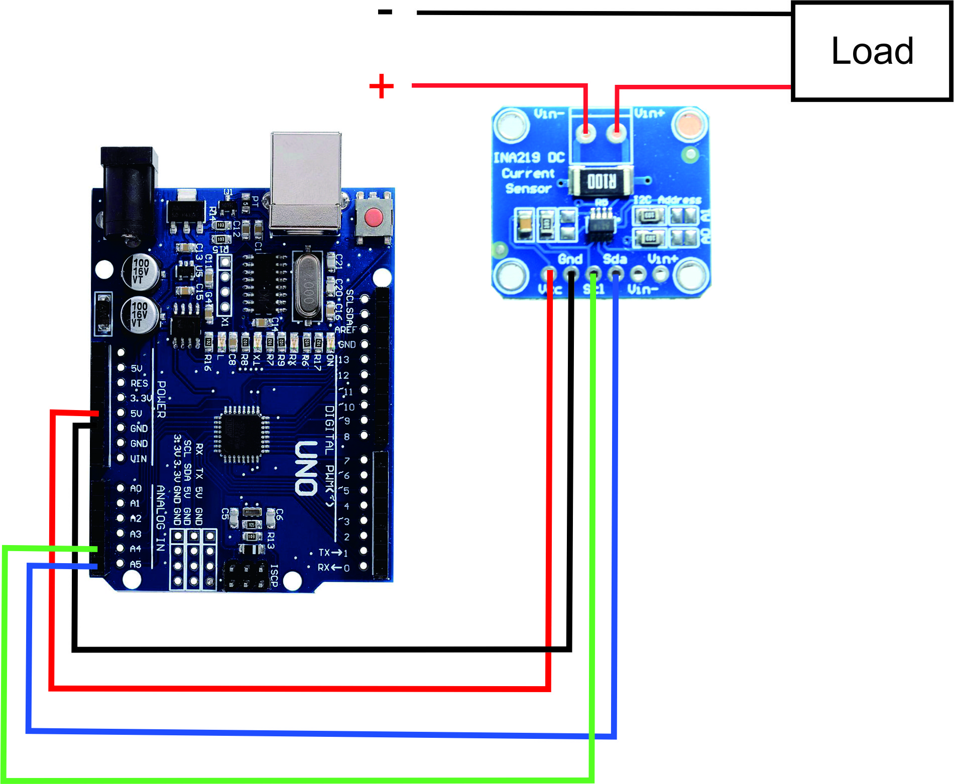 INA219 current sensor wiring with arduino